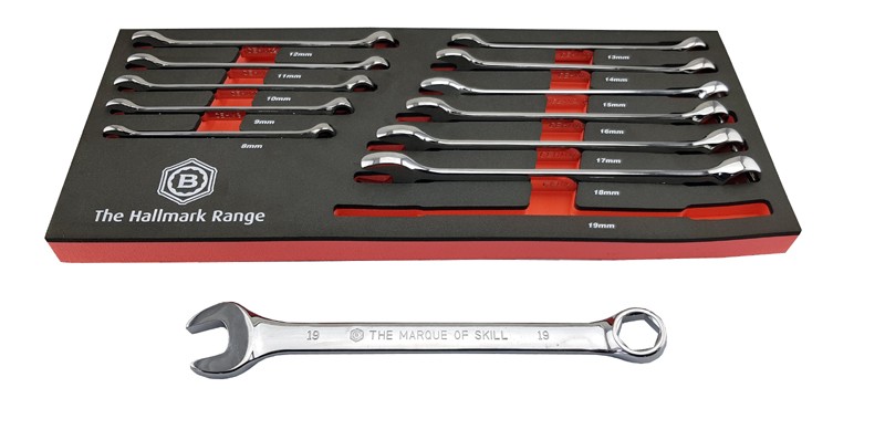 COMBINATION SPANNER SET 12 PIECE WITH HEX 6 POINT RING FROM BRITOOL CEHMSET12TC