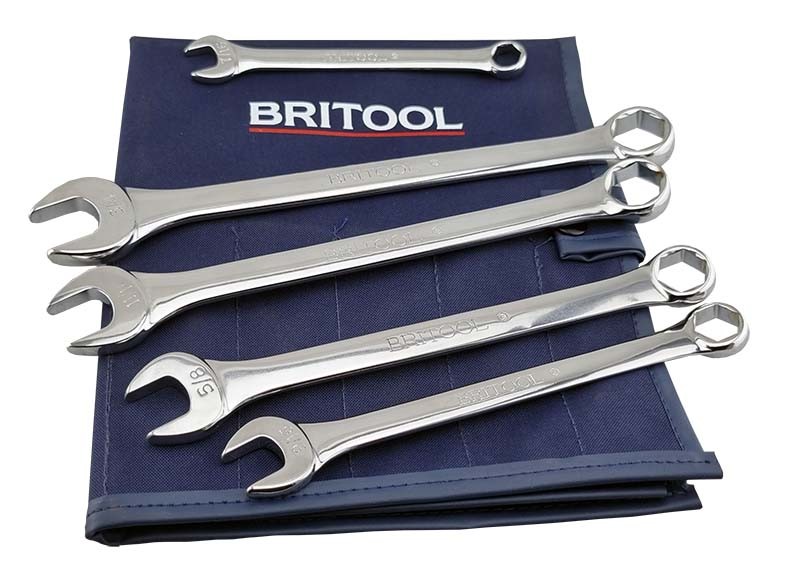 AF COMBINATION SPANNER SET 5PC WITH HEXAGON RING IN WALLET BRITOOL HALLMARK CEHSET5