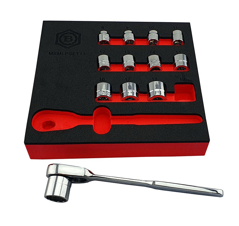 13PC LOW PROFILE / RESTRICTED ACCESS SOCKET AND RATCHET SET FROM BRITOOL HALLMARK