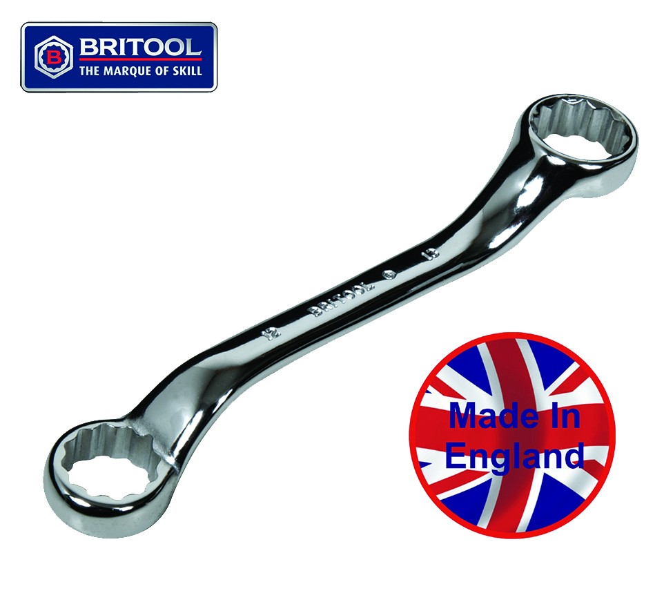 BRITOOL ENGLAND SHORT SERIES AF SWAN NECK RING SPANNER / WRENCH 3/8" x 7/16"