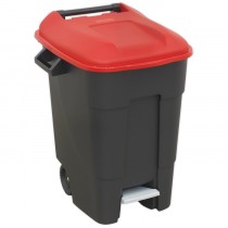 SEALEY REFUSE/WHEELIE BIN WITH FOOT PEDAL 100L - RED SYC