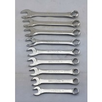 BRITOOL ENGLAND SHORT METRIC COMBINATION SPANNER SET WITH BI-HEXAGON (12 POINT) RING