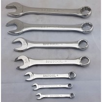 BRITOOL ENGLAND SHORT AF COMBINATION SPANNER SET WITH BI-HEXAGON (12 POINT) RING