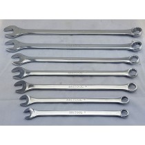 BRITOOL ENGLAND EXTRA LONG METRIC COMBINATION SPANNER SET WITH BI-HEXAGON (12 POINT) RING