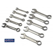 STUBBY COMBINATION SPANNER SET WITH 12 POINT RING BRITOOL HALLMARK