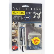 RATCHETING HEX / ALLEN KEY WRENCH SET - METRIC 1.5-6MM