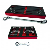 EXTRA LONG FLEXI RATCHET SPANNER / WRENCH SET + FLEXI STUBBY RATCHET SPANNER SET BRITOOL HALLMARK