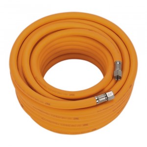SEALEY AIR HOSE 15M X 8MM HYBRID HIGH-VISIBILITY WITH 1/4"BSP UNIONS