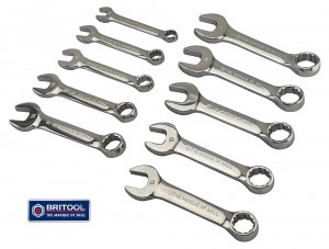 STUBBY COMBINATION SPANNER SET WITH 12 POINT RING BRITOOL HALLMARK