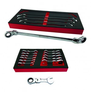 EXTRA LONG FLEXI RATCHET SPANNER / WRENCH SET + FLEXI STUBBY RATCHET SPANNER SET BRITOOL HALLMARK